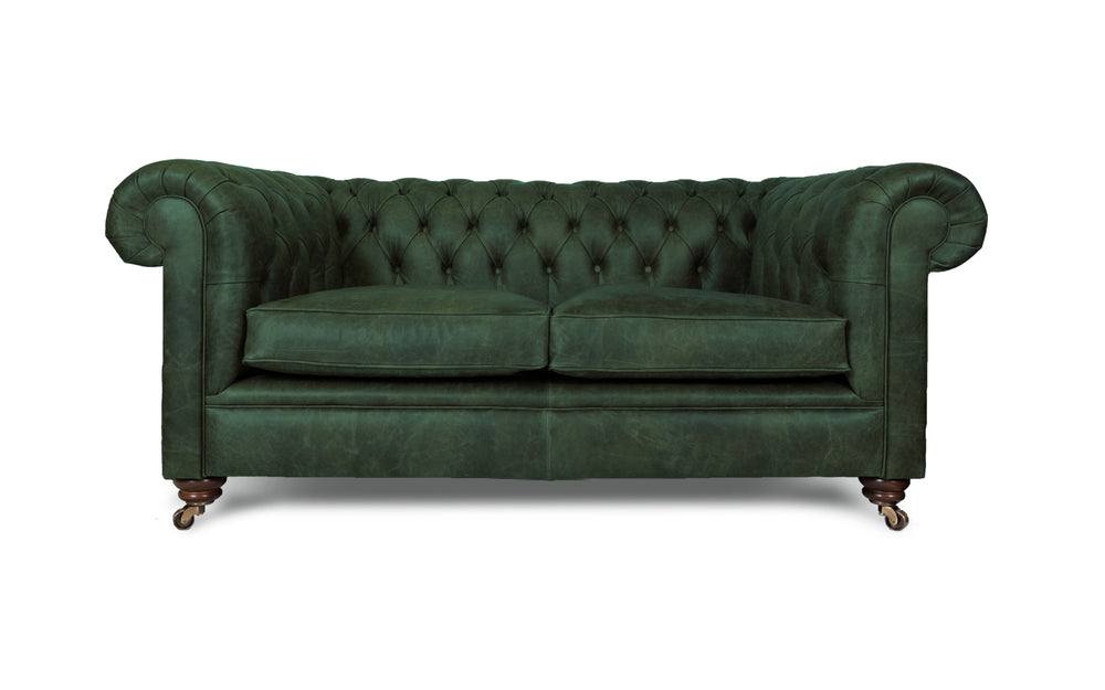 Bertie    2 seater Chesterfield in Green Vintage leather
