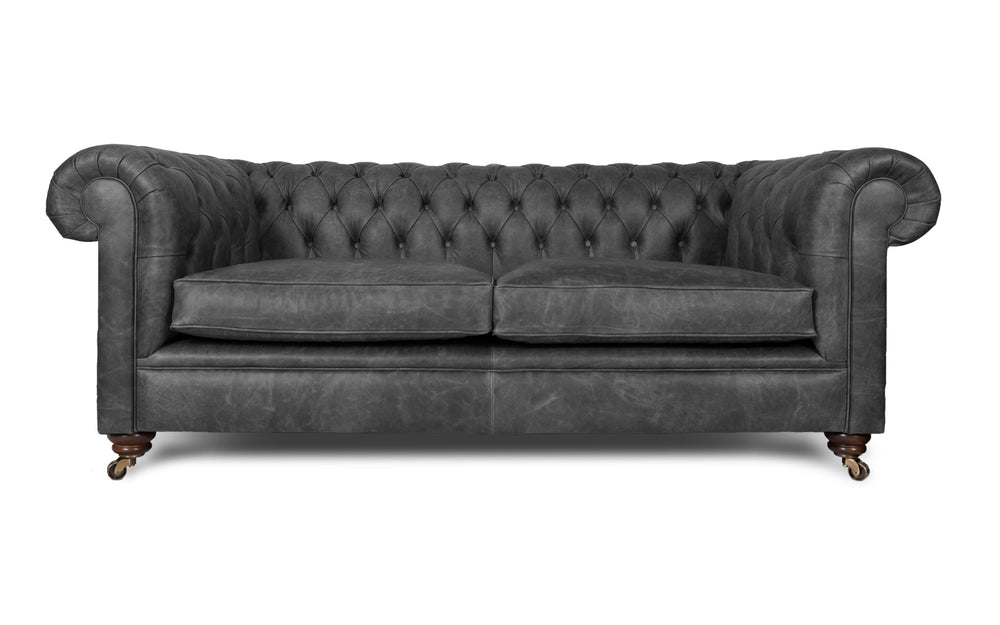 Bertie    3 seater Chesterfield in Black Vintage leather
