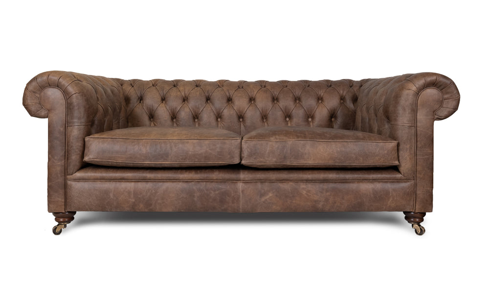 Bertie    3 seater Chesterfield in Dark brown Vintage leather
