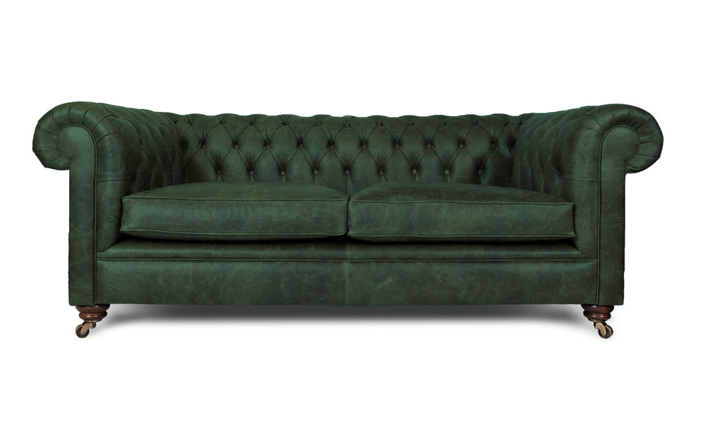 Bertie    3 seater Chesterfield in Green Vintage leather
