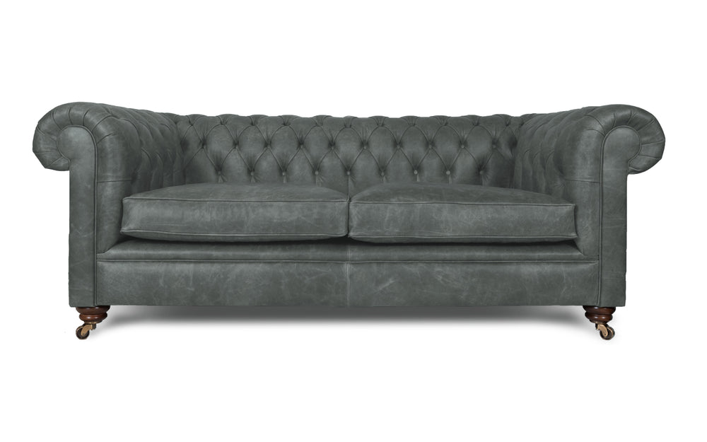 Bertie    3 seater Chesterfield in Grey Vintage leather
