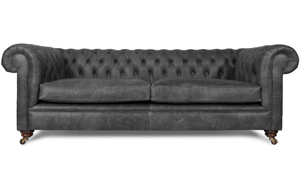 Bertie    4 seater Chesterfield in Black Vintage leather
