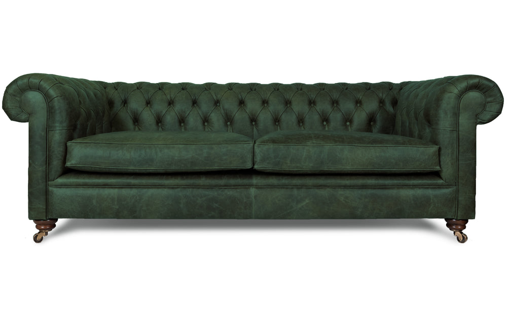 Bertie    4 seater Chesterfield in Green Vintage leather
