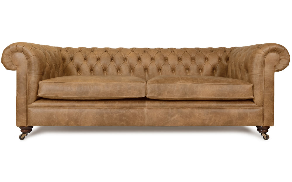 Bertie    4 seater Chesterfield in Honey Vintage leather
