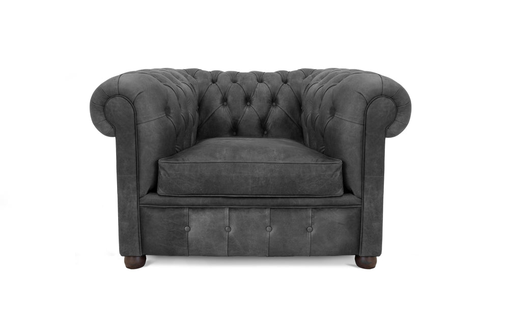Flossie    Chesterfield Chair in Black Vintage leather
