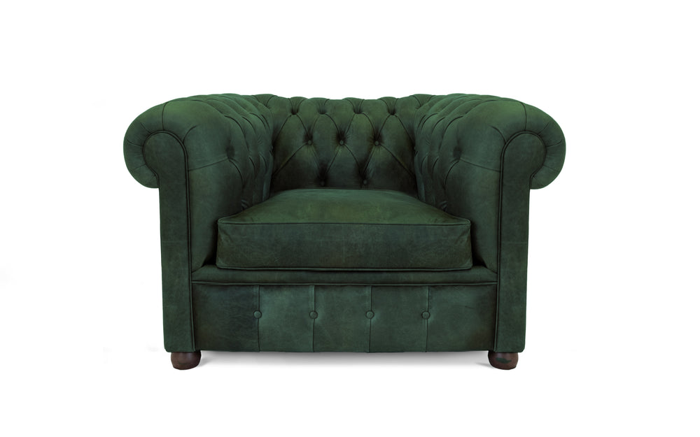 Flossie    Chesterfield Chair in Green Vintage leather
