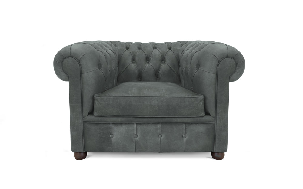 Flossie    Chesterfield Chair in Grey Vintage leather

