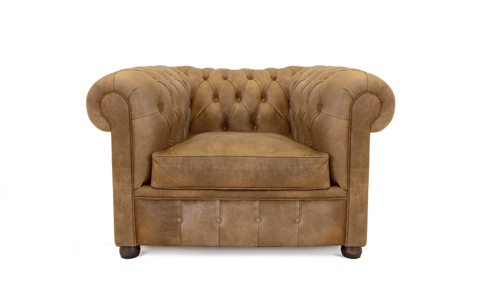 Flossie    Chesterfield Chair in Honey Vintage leather
