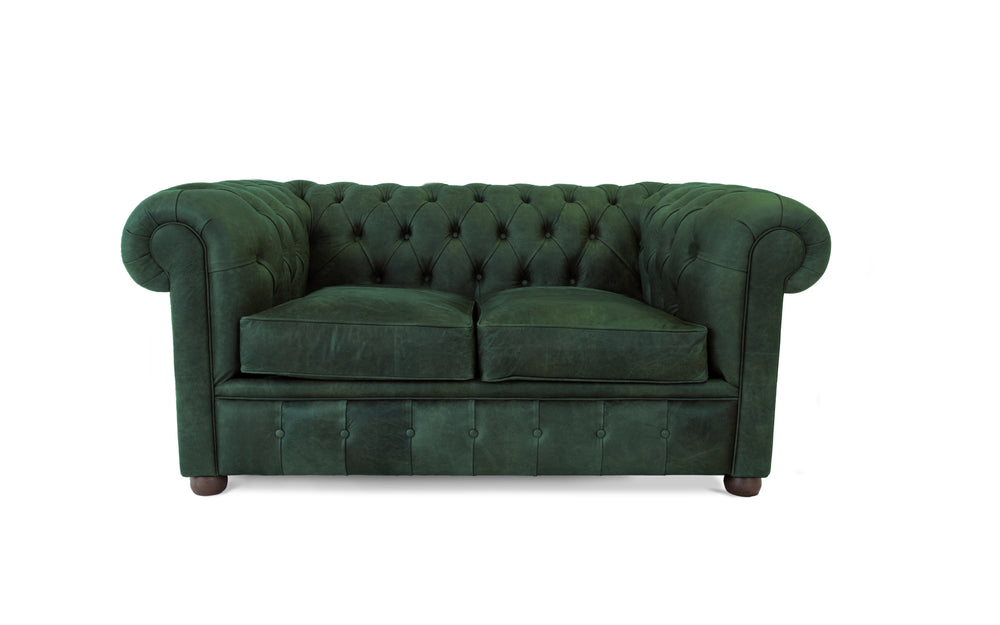 Flossie    2 seater Chesterfield in Green Vintage leather
