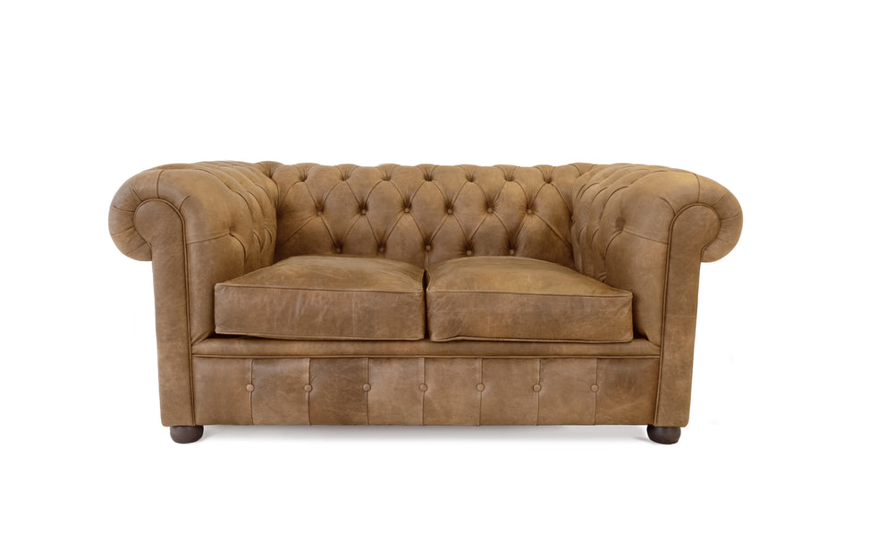 Flossie    2 seater Chesterfield in Honey Vintage leather
