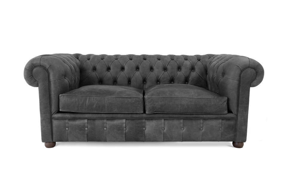 Flossie    3 seater Chesterfield in Black Vintage leather
