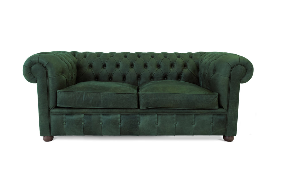 Flossie    3 seater Chesterfield in Green Vintage leather
