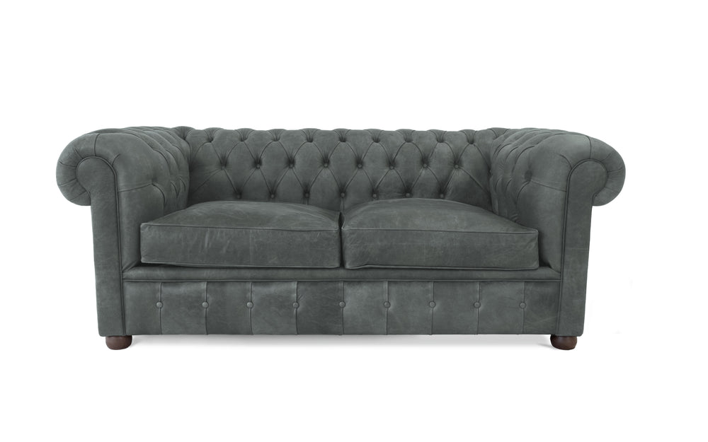 Flossie    3 seater Chesterfield in Grey Vintage leather
