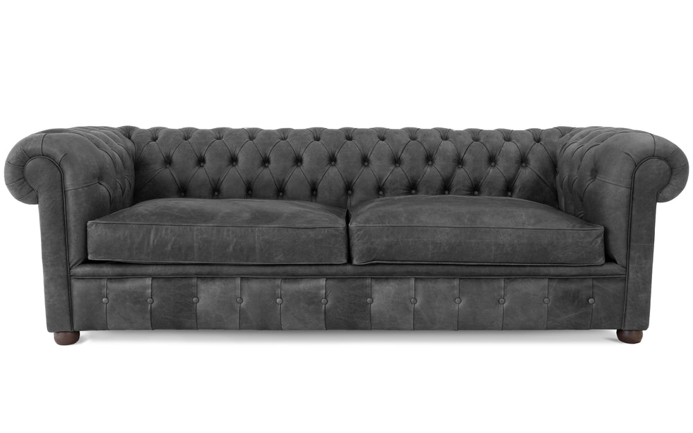 Flossie    4 seater Chesterfield in Black Vintage leather
