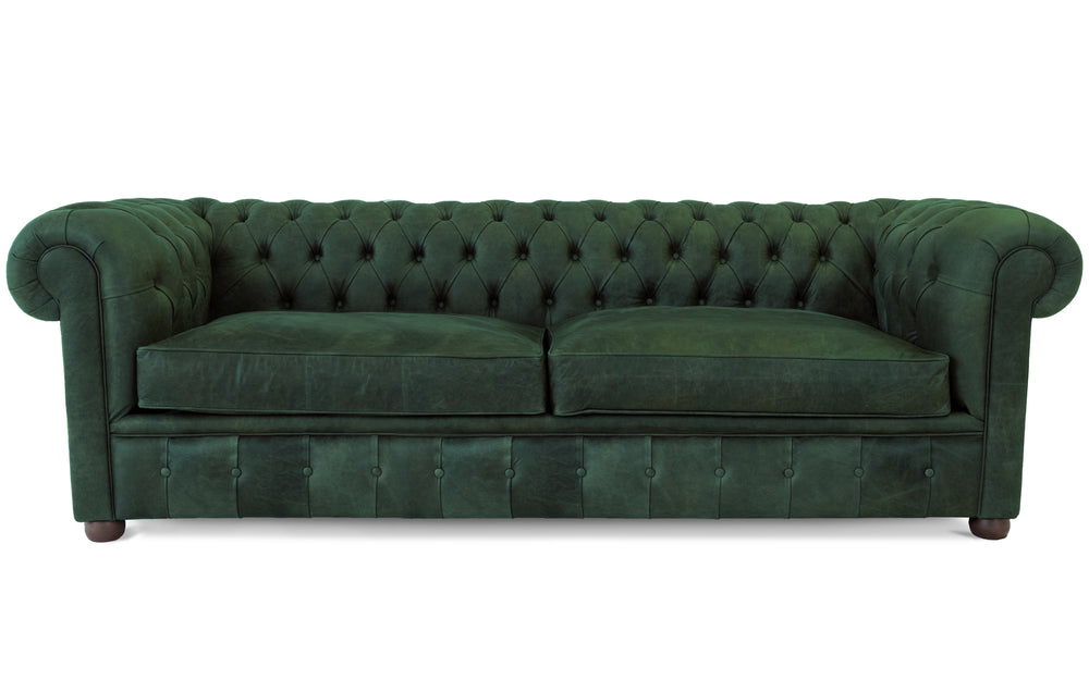 Flossie    4 seater Chesterfield in Green Vintage leather
