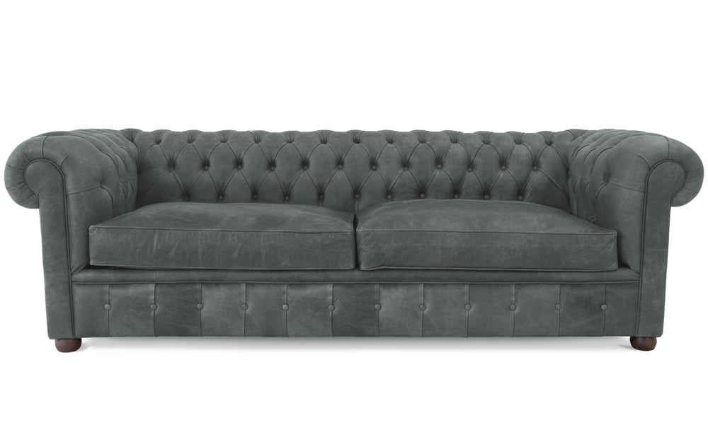 Flossie    4 seater Chesterfield in Grey Vintage leather
