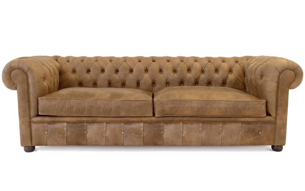 Flossie    4 seater Chesterfield in Honey Vintage leather
