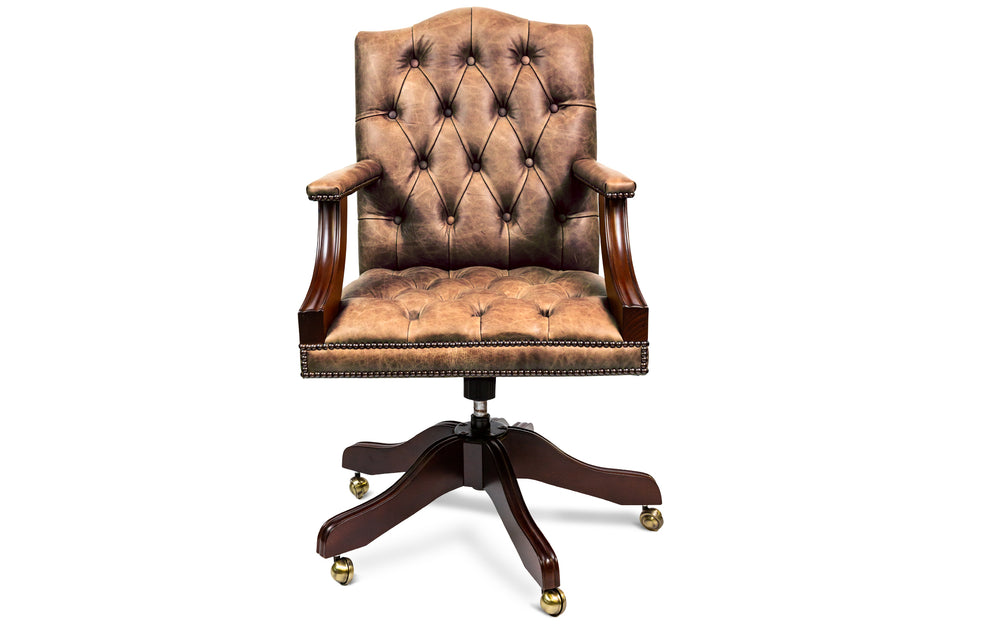 Pearl   desk chair in Dark brown Vintage leather
