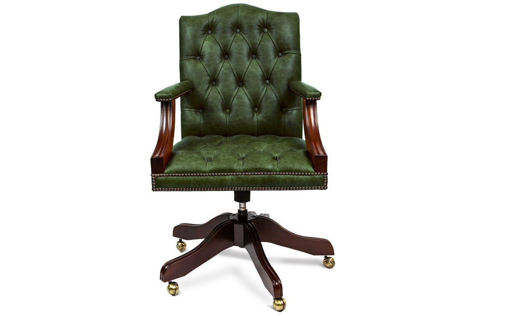 Pearl   desk chair in Green Vintage leather
