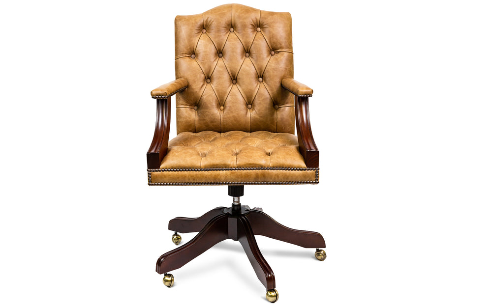 Pearl   desk chair in Honey Vintage leather
