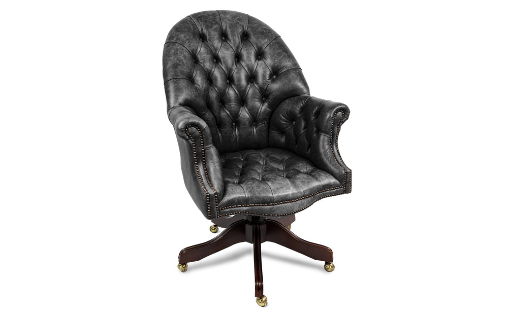 Rufus   executive desk chair in Black Vintage leather
