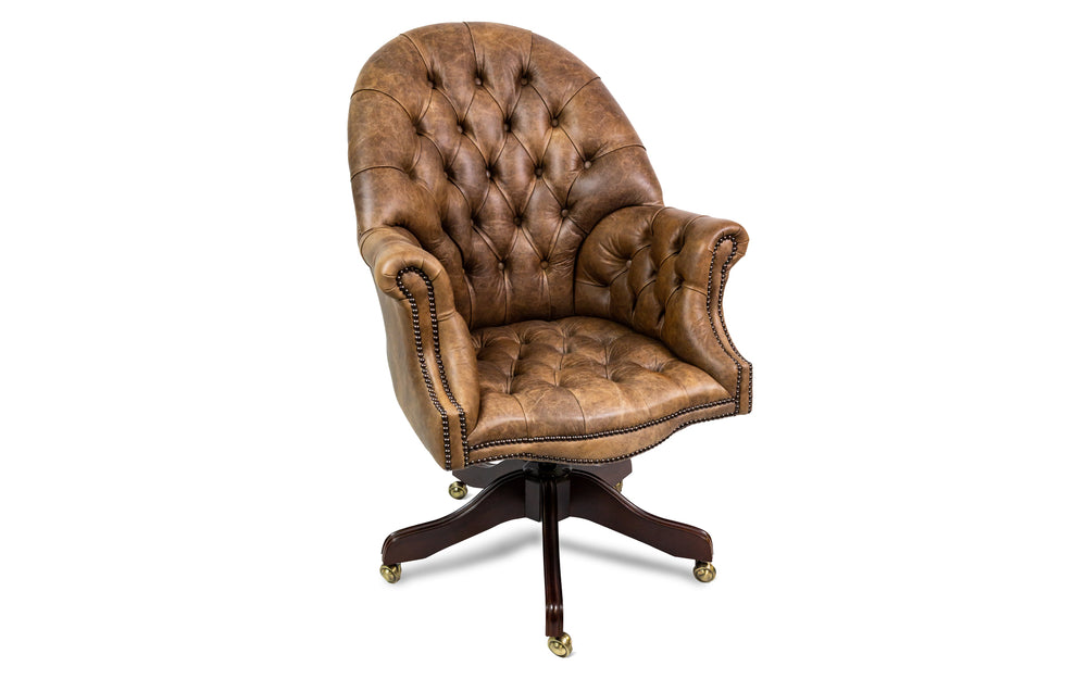 Rufus   executive desk chair in Dark brown Vintage leather
