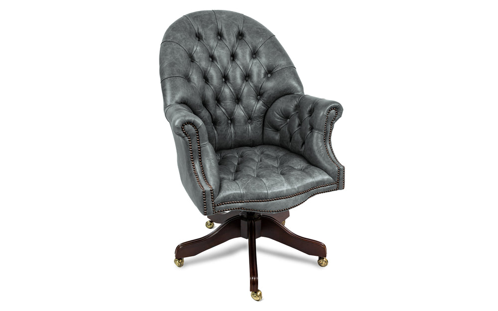 Rufus   executive desk chair in Grey Vintage leather
