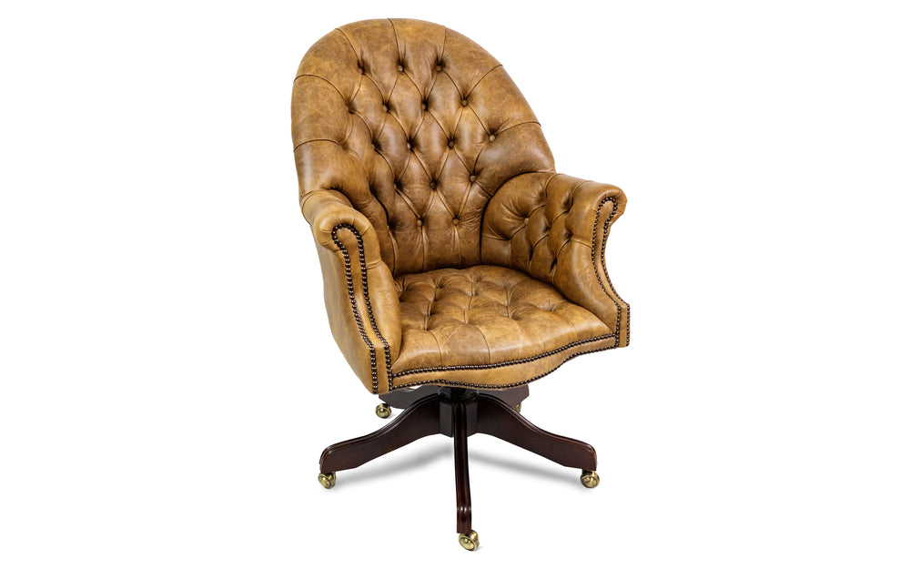 Rufus   executive desk chair in Honey Vintage leather
