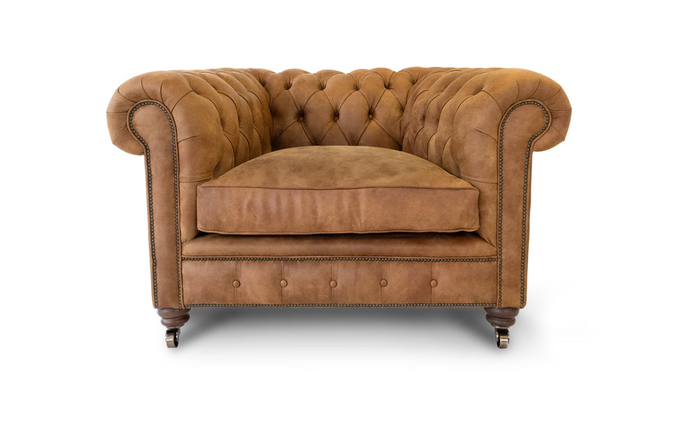 Monty    1 seater Chesterfield in Fox tail Rustic leather
