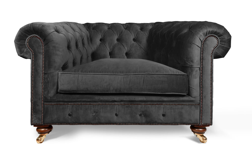Monty 100% cotton   1 seater Chesterfield in Grey 

