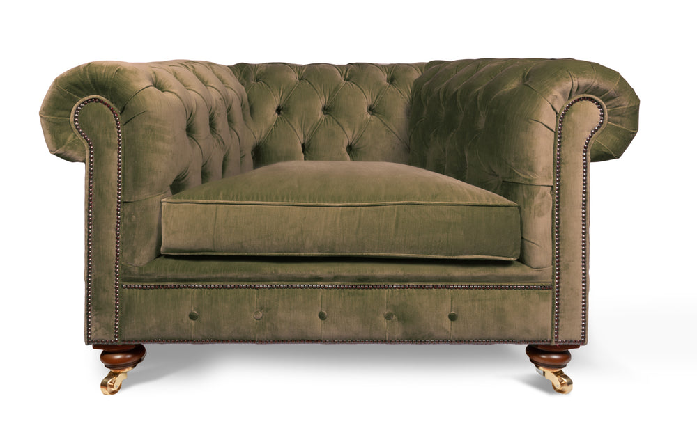 Monty 100% cotton   1 seater Chesterfield in Sage 
