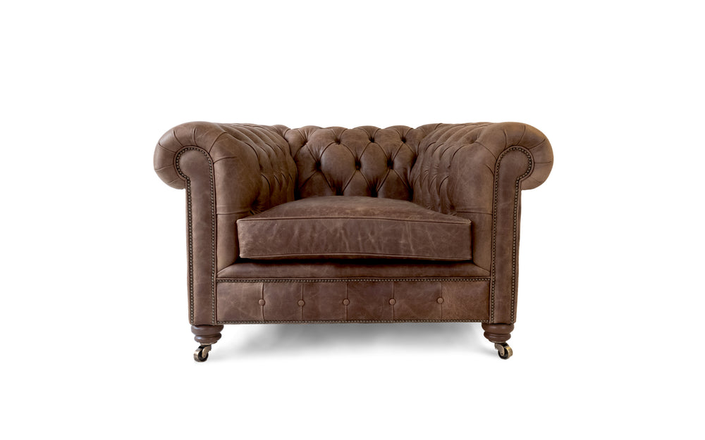 Monty    1 seater Chesterfield in Dark brown Vintage leather

