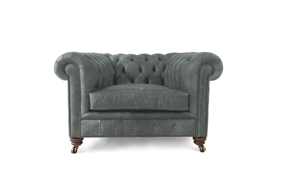 Monty    Snuggler Chesterfield in Grey Vintage leather
