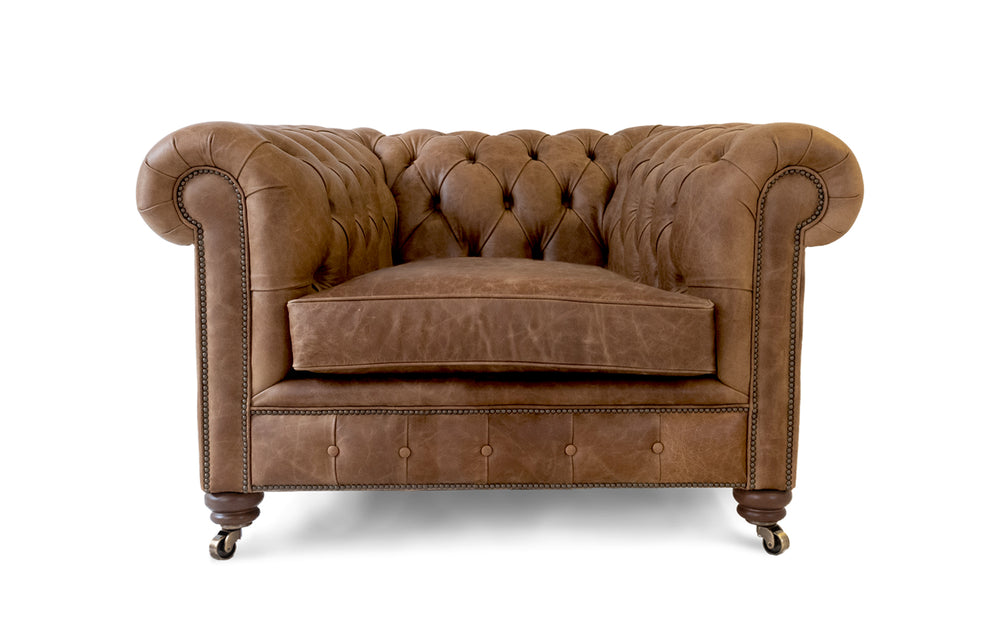 Monty    Snuggler Chesterfield in Honey Vintage leather
