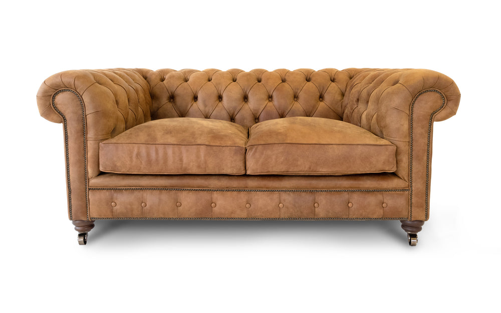 Monty    2 seater Chesterfield in Fox tail Rustic leather - with Sofa Bed