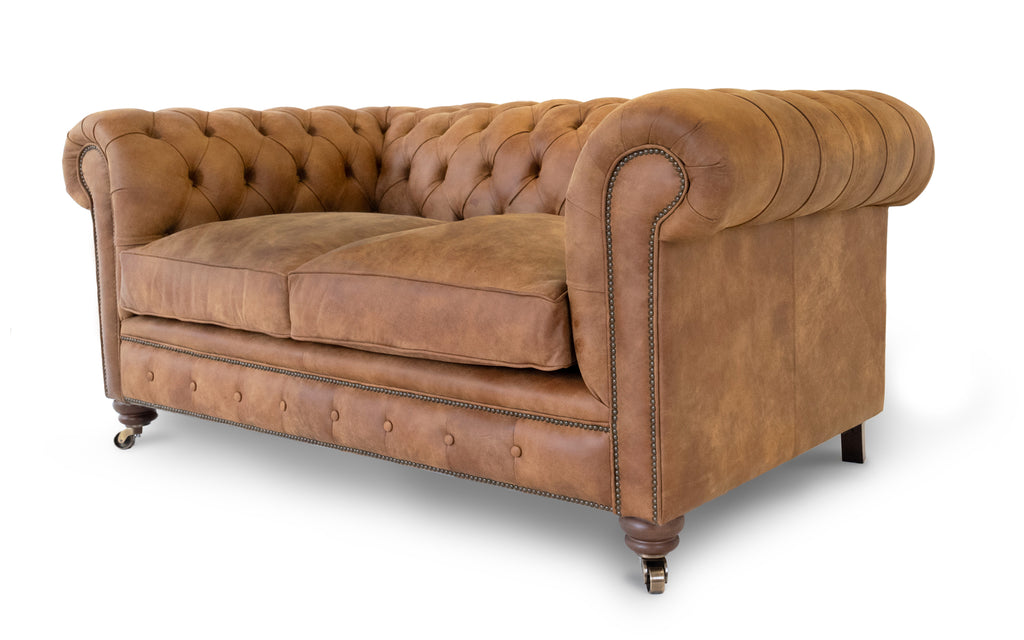 Monty 2 seater Chesterfield in Fox tail Rustic Leather