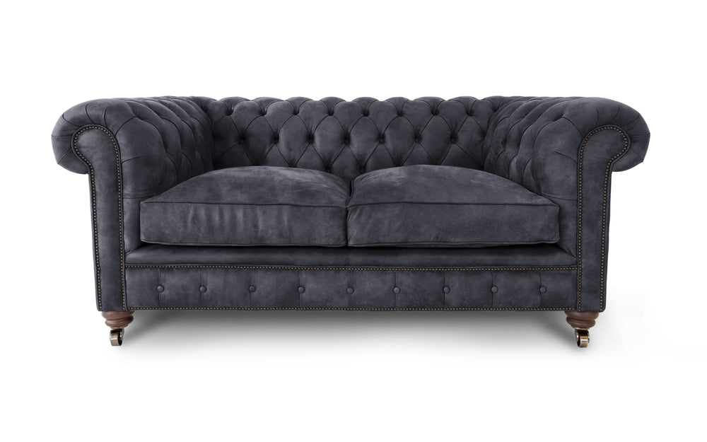 Monty    2 seater Chesterfield in Onyx Rustic leather
