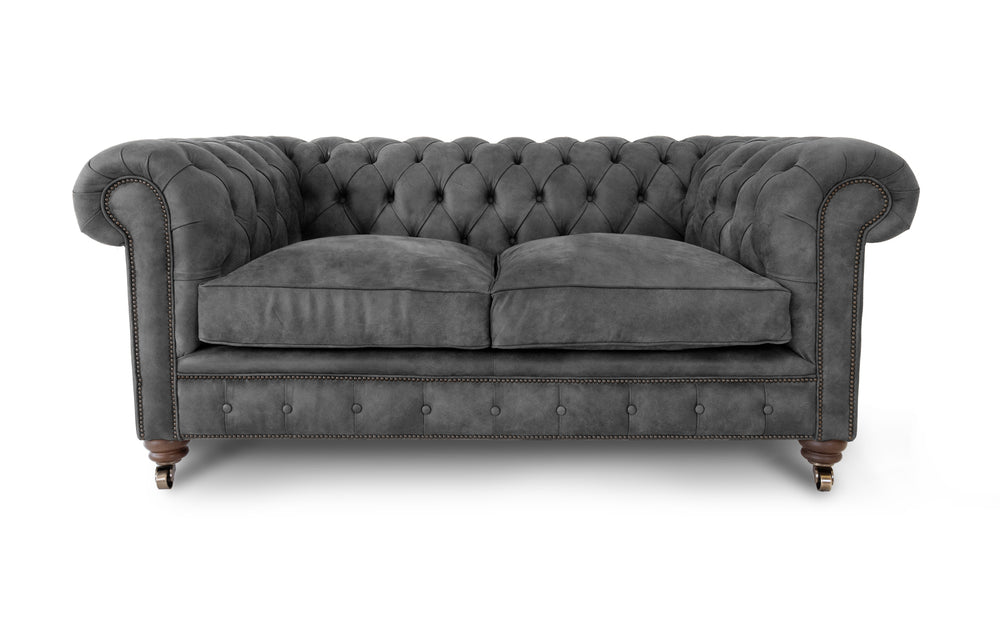Monty    2 seater Chesterfield in Slate Rustic leather

