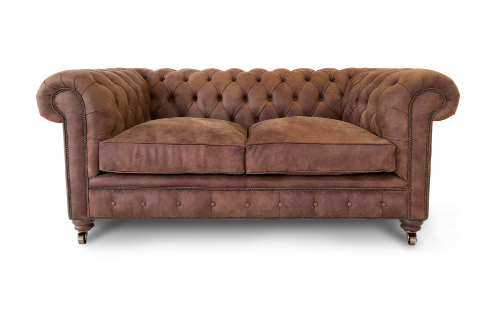 Monty    2 seater Chesterfield in Tawny Rustic leather - with Sofa Bed