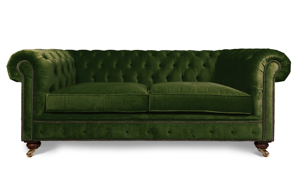 Monty 100% cotton   2 seater Chesterfield in Green 
