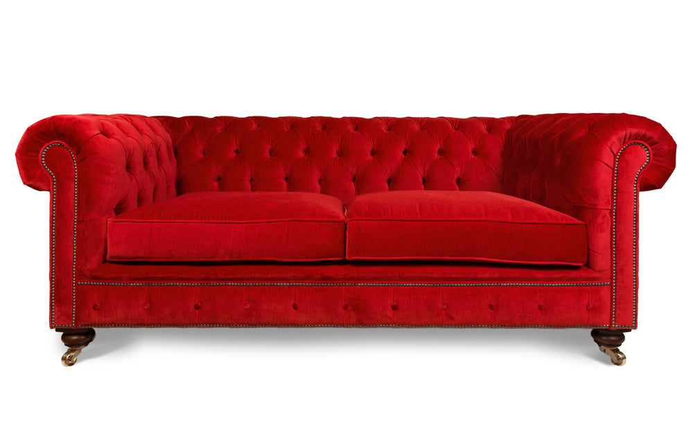 Monty 100% cotton   2 seater Chesterfield in Ruby red 

