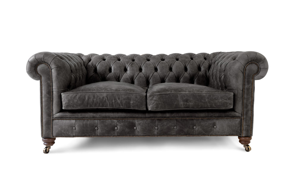 Monty    2 seater Chesterfield in Black Vintage leather
