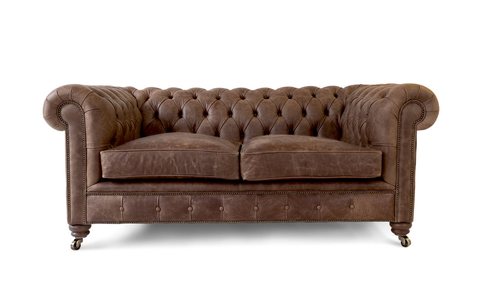 Monty    2 seater Chesterfield in Dark brown Vintage leather - with Sofa Bed