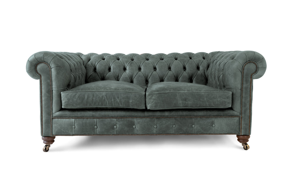 Monty    2 seater small Chesterfield in Grey Vintage leather

