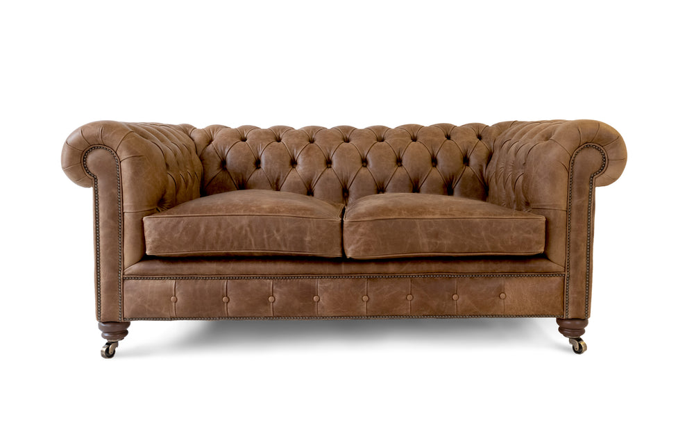 Monty    2 seater Chesterfield in Honey Vintage leather - with Sofa Bed