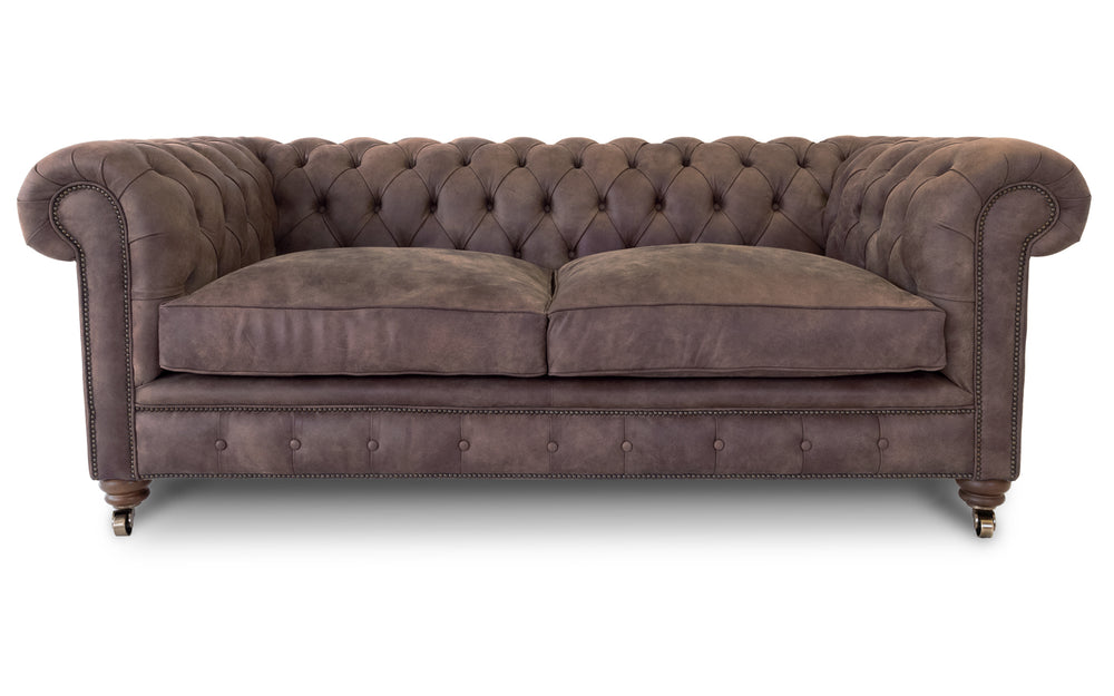 Monty    3 seater Chesterfield in Cocoa Rustic leather - with Sofa Bed
