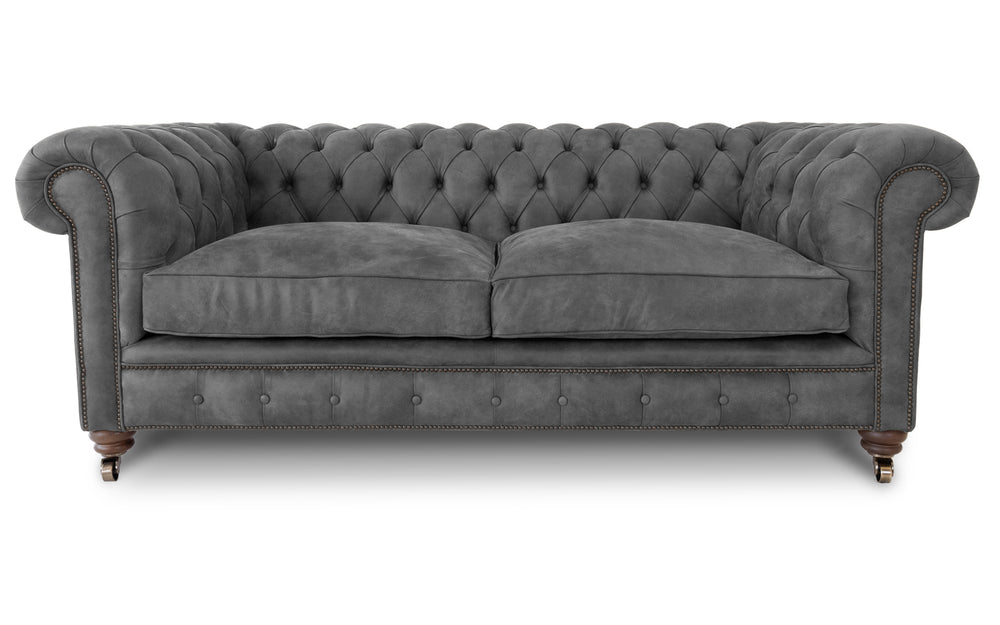Monty    3 seater Chesterfield in Slate Rustic leather - with Sofa Bed