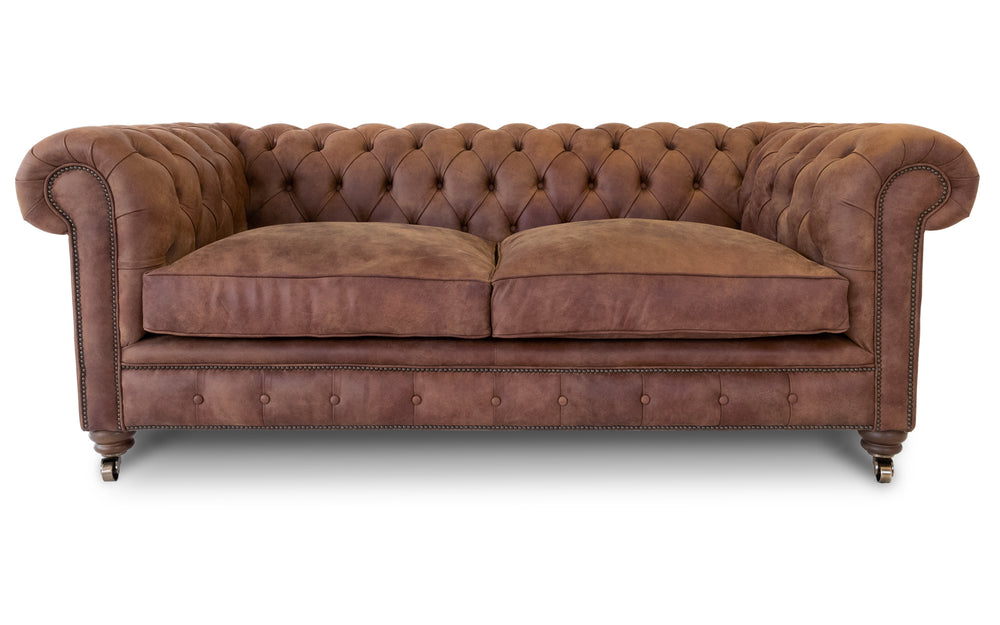 Monty    3 seater Chesterfield in Tawny Rustic leather
