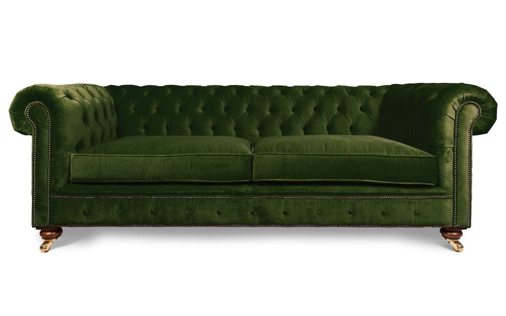 Monty 100% cotton   3 seater Chesterfield in Green 
