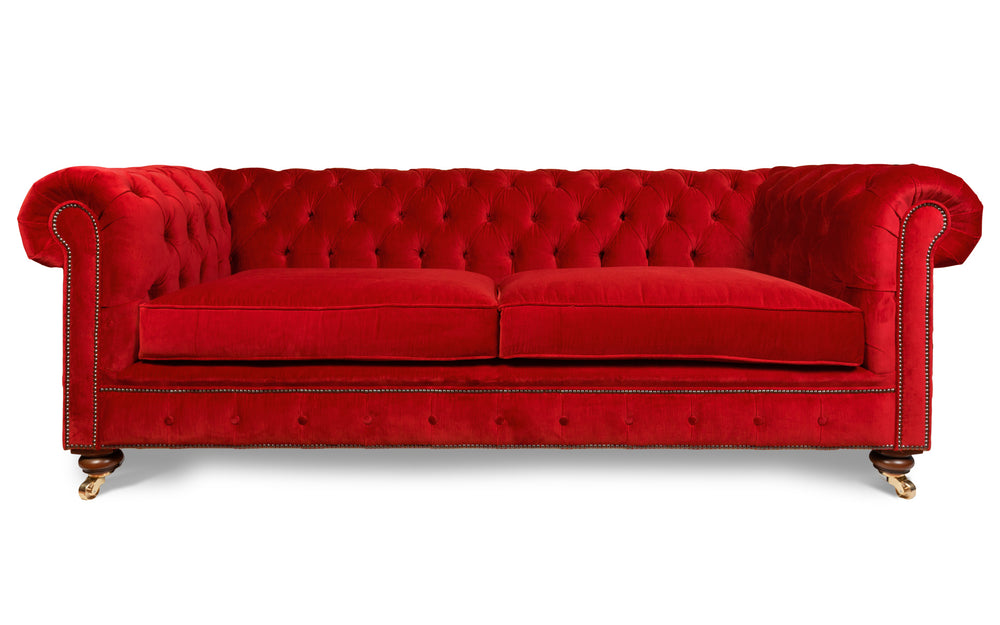Monty 100% cotton   3 seater Chesterfield in Ruby red 
